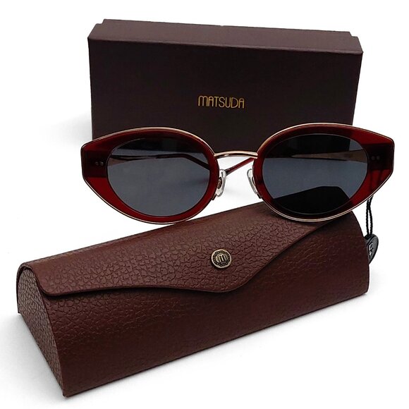 Matsuda Cat Eye Sunglasses M3120 NWT Matsuda M3120 Cat Eye Sunglass Bordeaux Pale Gold Grey Solid  main image 2